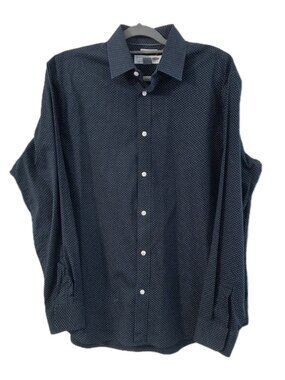 Old Navy Mens Shirt Size Large The Signature Shirt Navy Blue Polka Dot